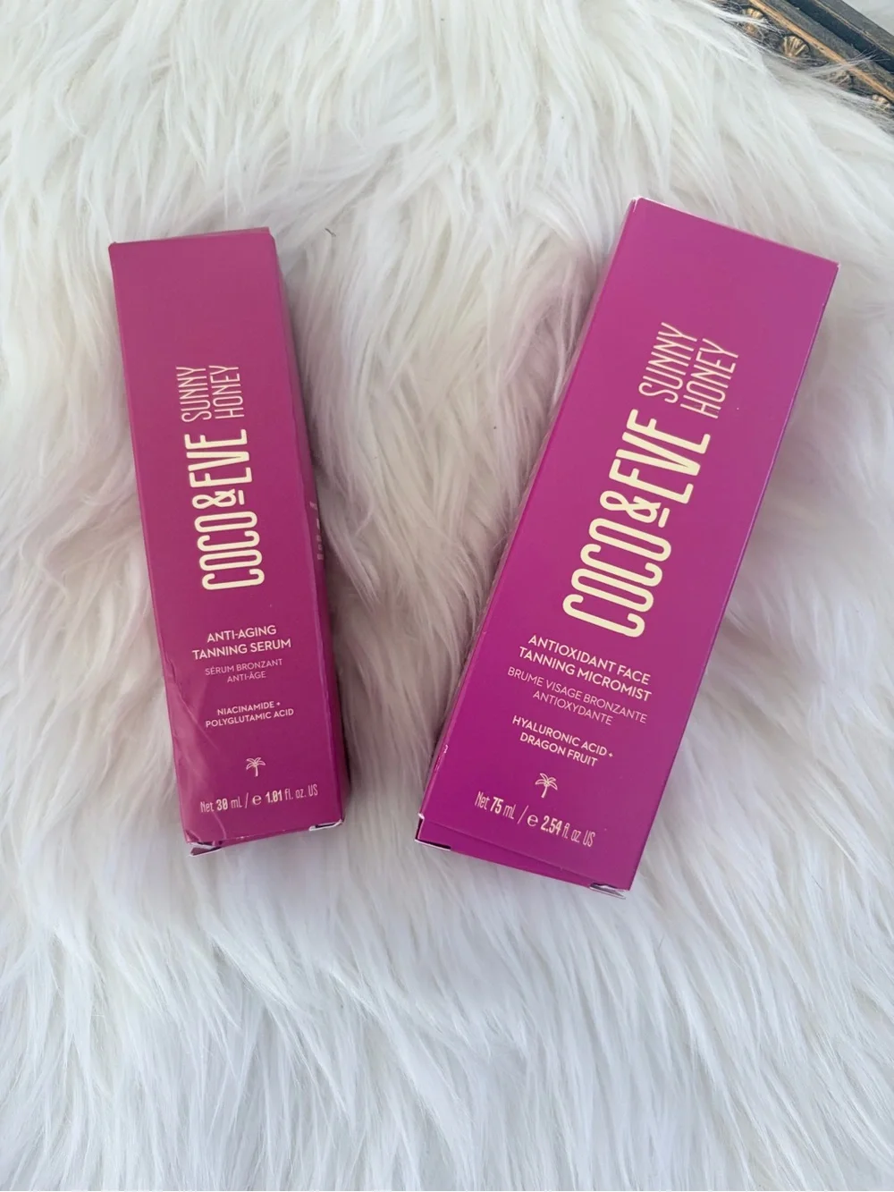 Coco & Eve Sunny Honey Face Tanning Serum and Face Micromist Full size set